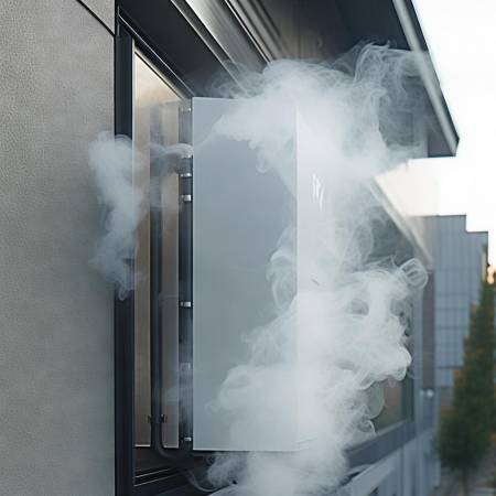 壁挂炉烟筒窗外烟云缭绕