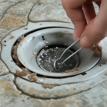 打开盖，用铁丝清洁排污口。
