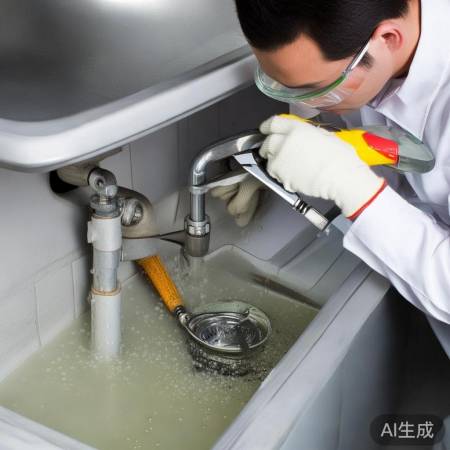 打开排污口，注意防护